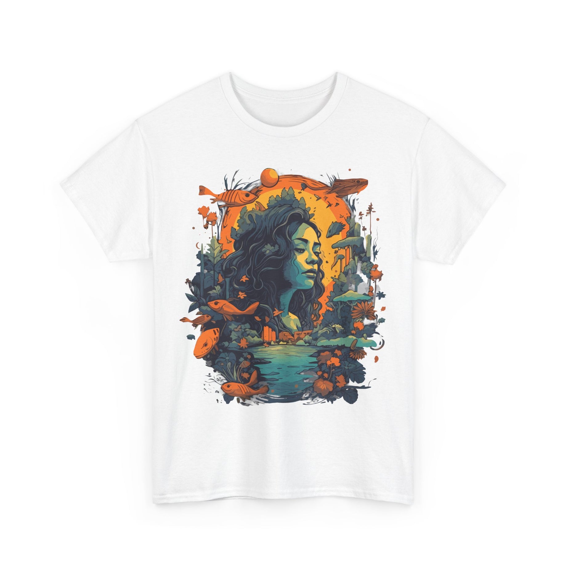 Naturinspiriertes Unisex Schweres Baumwoll-T-Shirt mit Künstlerischem Design