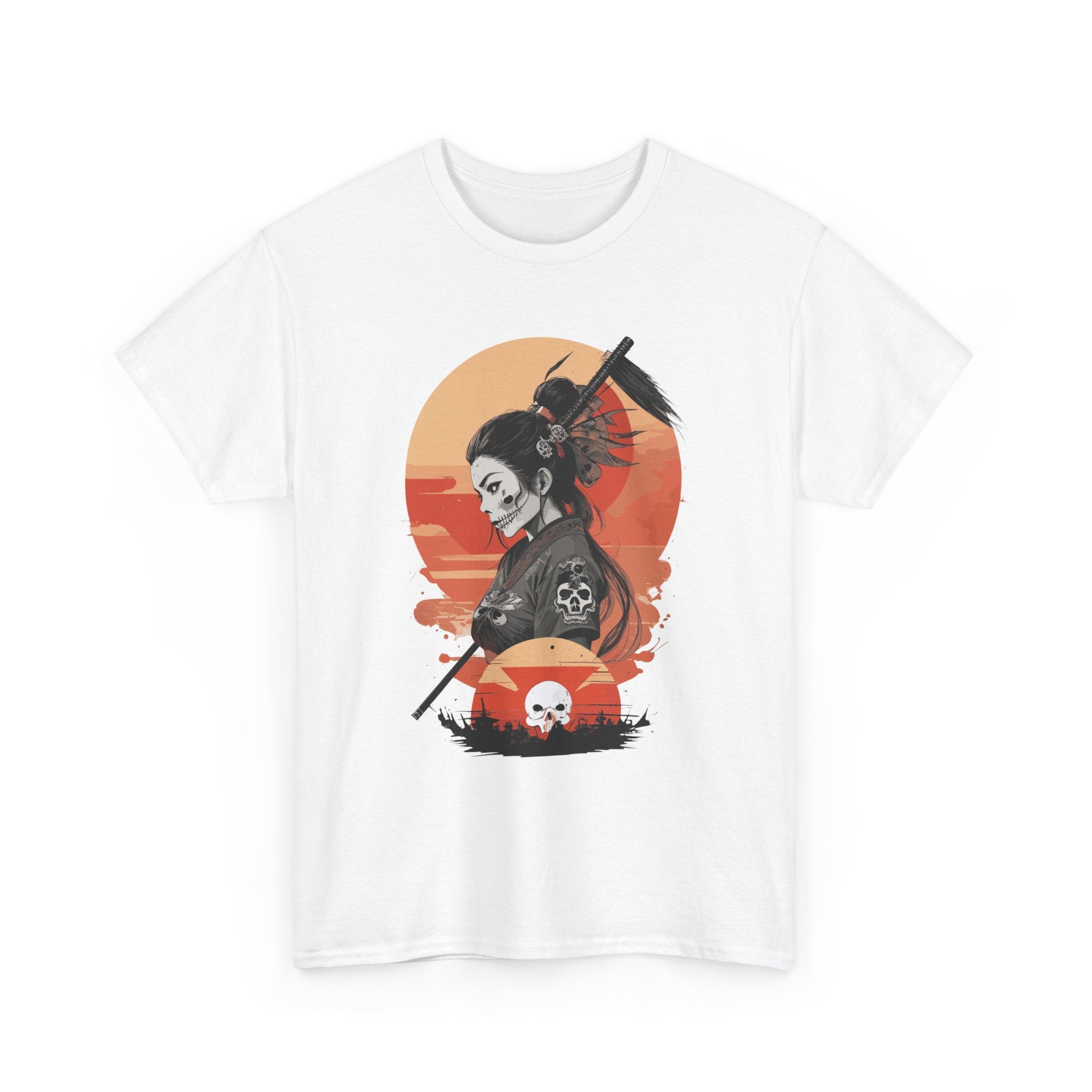 Samurai Sunset Grafik Unisex Heavy Cotton Tee – Epischer Stil für Krieger des Alltags