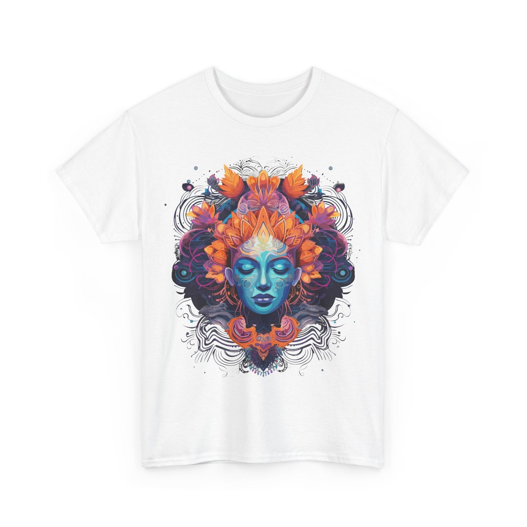 Mystical Floral Unisex Schweres Baumwoll-T-Shirt – Bohemian Stil Grafik-Shirt für Kreativität und Komfort
