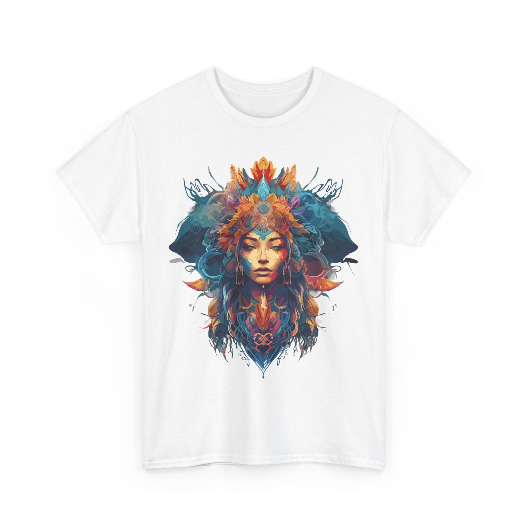 Floral Goddess Unisex Schweres Baumwoll-T-Shirt – Künstlerisches Blumen-Design999